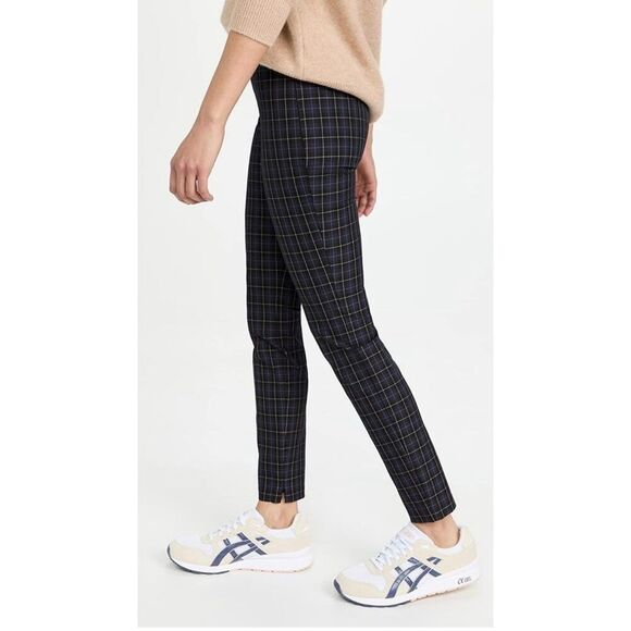 THEORY Galway Tech Skinny Pants Leggings Plaid Black Blue Ankle Side Zip Size 2 - Picture 16 of 16